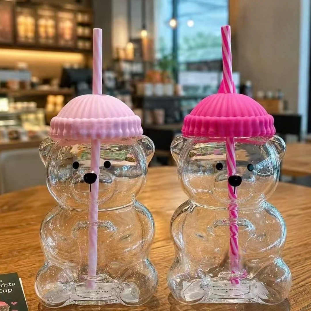 Espresso Shot Glass - แก้วน้ำทรงหมี Bk สีชมพูใส แก้วน้ำทรงกระบอก สำหรับดื่มกาแฟเย็นในฤดูร้อน ของขวัญสำหรับใช้กลางแจ้งและในออฟฟิศ