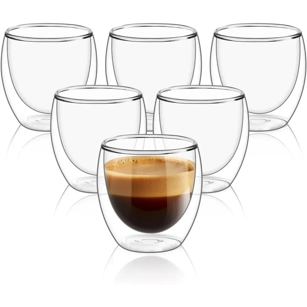 Espresso Shot Glass - 6 pcs ล้างผนังคู่แก้วกาแฟ 80 ml/250 ml