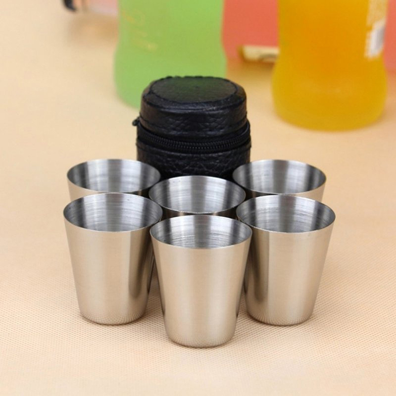 Espresso Shot Glass - 4/6Pcs ถ้วยสแตนเลส MINI Shot แก้วถ้วยเบียร์โลหะถ้วยไวน์แก้วกาแฟชาแก้วนม Camping
