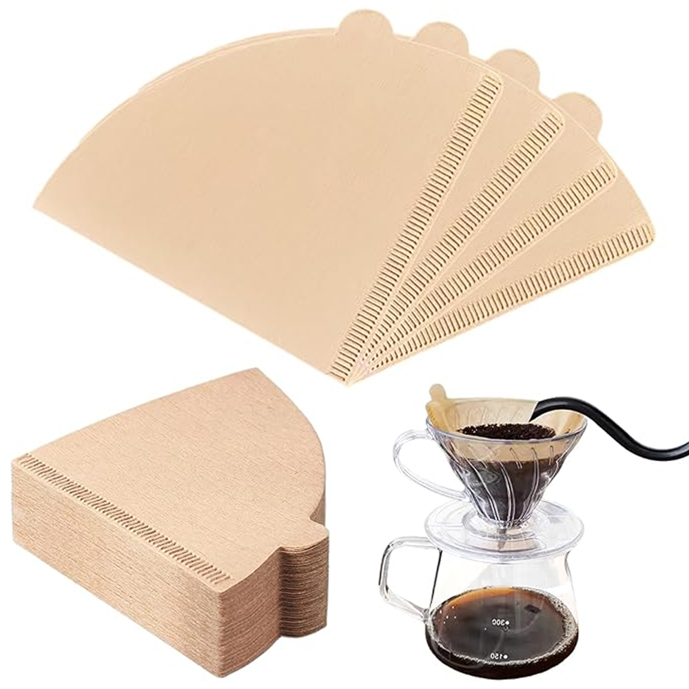 Coffee Equipment Cleaner - กระดาษกรองกาแฟรูปตัววี100ชิ้นกระดาษทรงกรวยกรองกาแฟอุปกรณ์ตาข่ายชงชาเอสเพรสโซ่