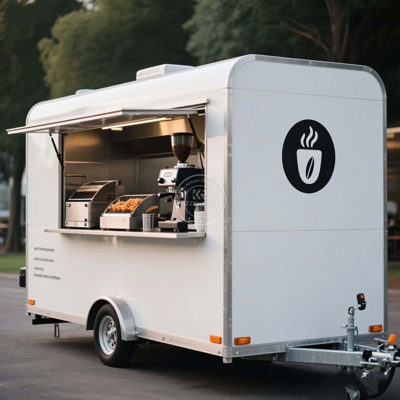 Coffee Equipment Europe - รถขายอาหารเคลื่อนที่แบบกำหนดเองขนาดใหญ่ รถขายอาหารเคลื่อนที่มาตรฐานยุโรป พร้อมอุปกรณ์ครบครัน รถขายอาหารเคลื่อนที่รูปทรงสี่เหลี่ยม