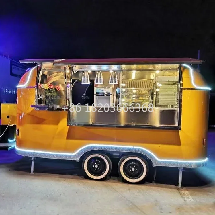 Coffee Equipment Europe - รถขายอาหารเคลื่อนที่แบบกำหนดเองได้ พร้อมอุปกรณ์ครบครันสำหรับขายกาแฟ ไอศกรีม และอาหารจานด่วน พร้อมชุดครัวสำเร็จรูปสำหรับขายในยุโรป
