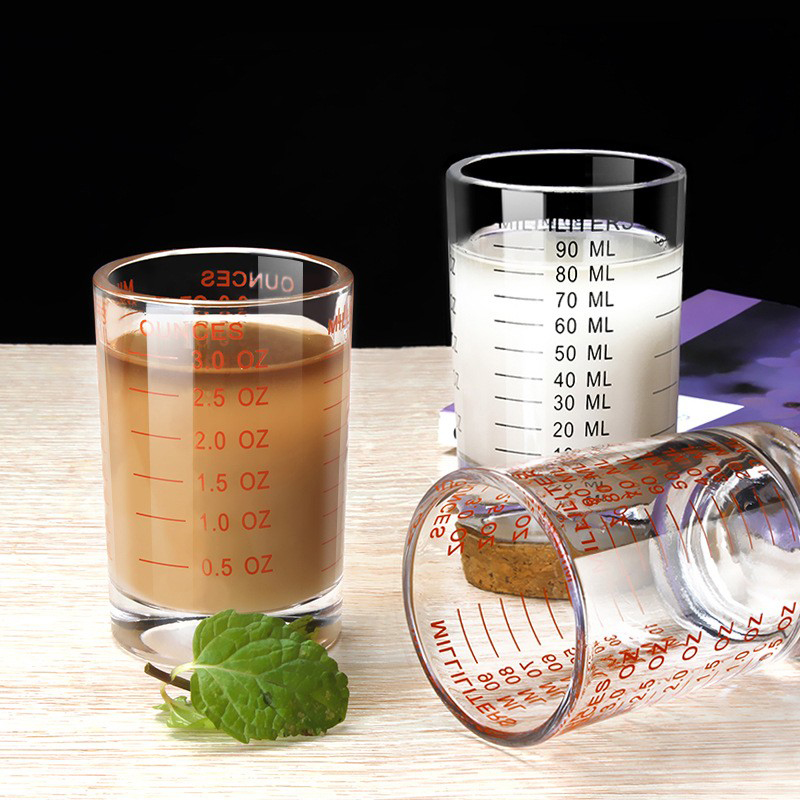 Espresso Shot Glass - แก้วตวง gelas ukur kaca ทนความร้อนขนาด90/120มล. ถ้วยออนซ์พร้อมหูจับอุปกรณ์เสริมสำหรับชงกาแฟเอสเพรสโซ