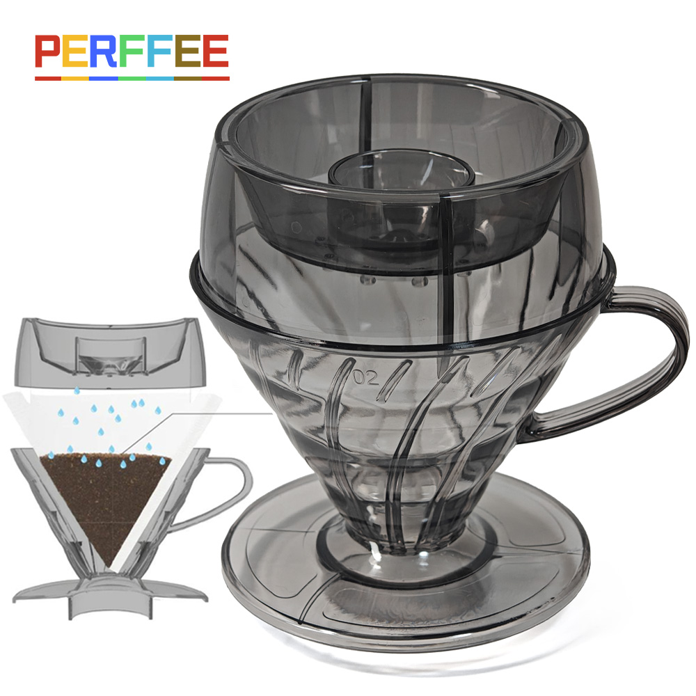 Coffee Equipment Distributor - กาแฟกรองฝักบัวหยดV02 กาแฟDripper Vรูปร่างเทกาแฟDripper Hand Brewกาแฟกรองถ้วยพลาสติก 60