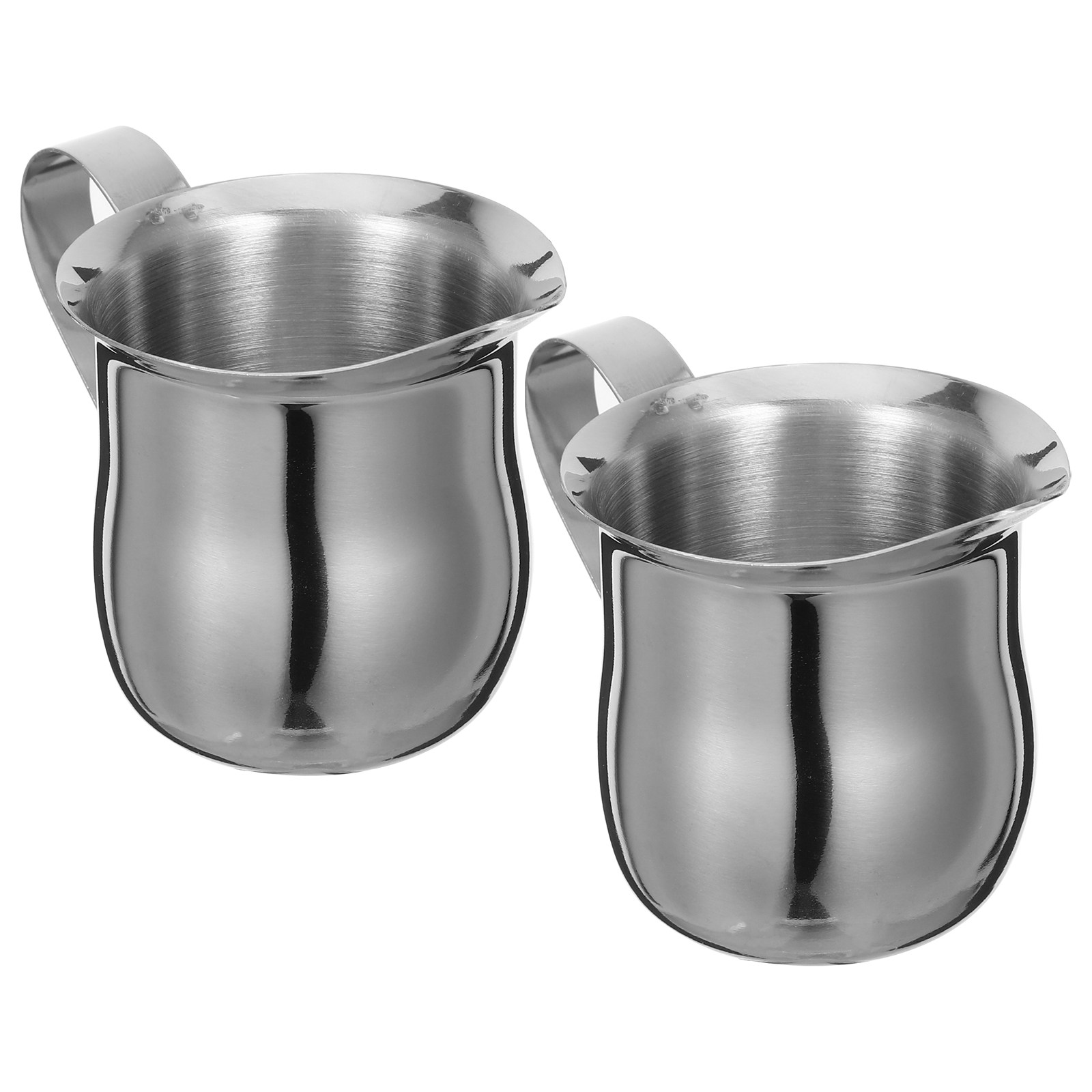Milk Steaming Pitcher - เหยือกตีฟองนมสแตนเลส 2 ชิ้น ดีไซน์ทันสมัย ผิวขัดเงา สำหรับอุปกรณ์เสริมในการทำฟองนมสำหรับเอสเพรสโซ่