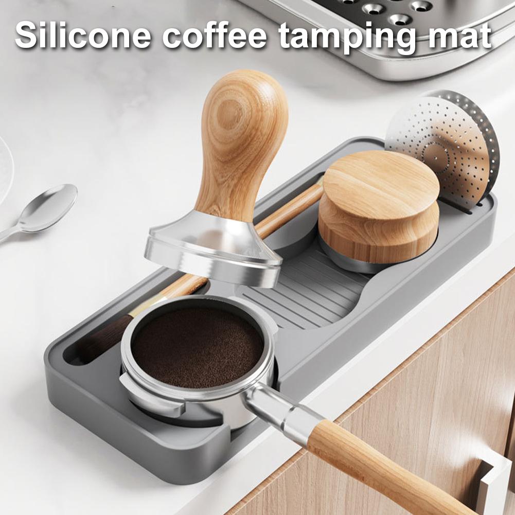 Coffee Equipment Distributor - แผ่นรองแทมเปอร์กาแฟซิลิโคนกันลื่นพร้อมที่เก็บอุปกรณ์สำหรับเครื่องชงกาแฟเอสเพรสโซและเครื่องกระจายกากกาแฟ