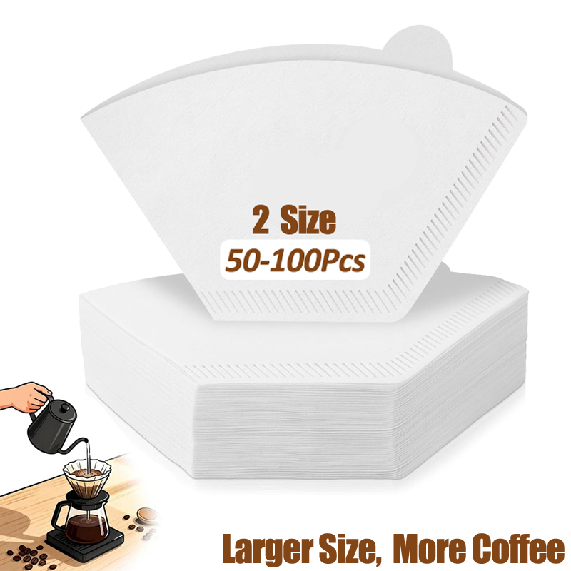 Coffee Equipment Cleaner - กระดาษกรองกาแฟ 50/100 ชิ้น กระดาษกรองกาแฟจากไม้ธรรมชาติ เหมาะสำหรับ 3-8