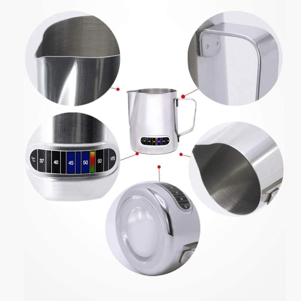 เหยือกตีฟองนมพร้อมเทอร์โมมิเตอ - Milk Steaming Pitcher บทวิจารณ์และราคา