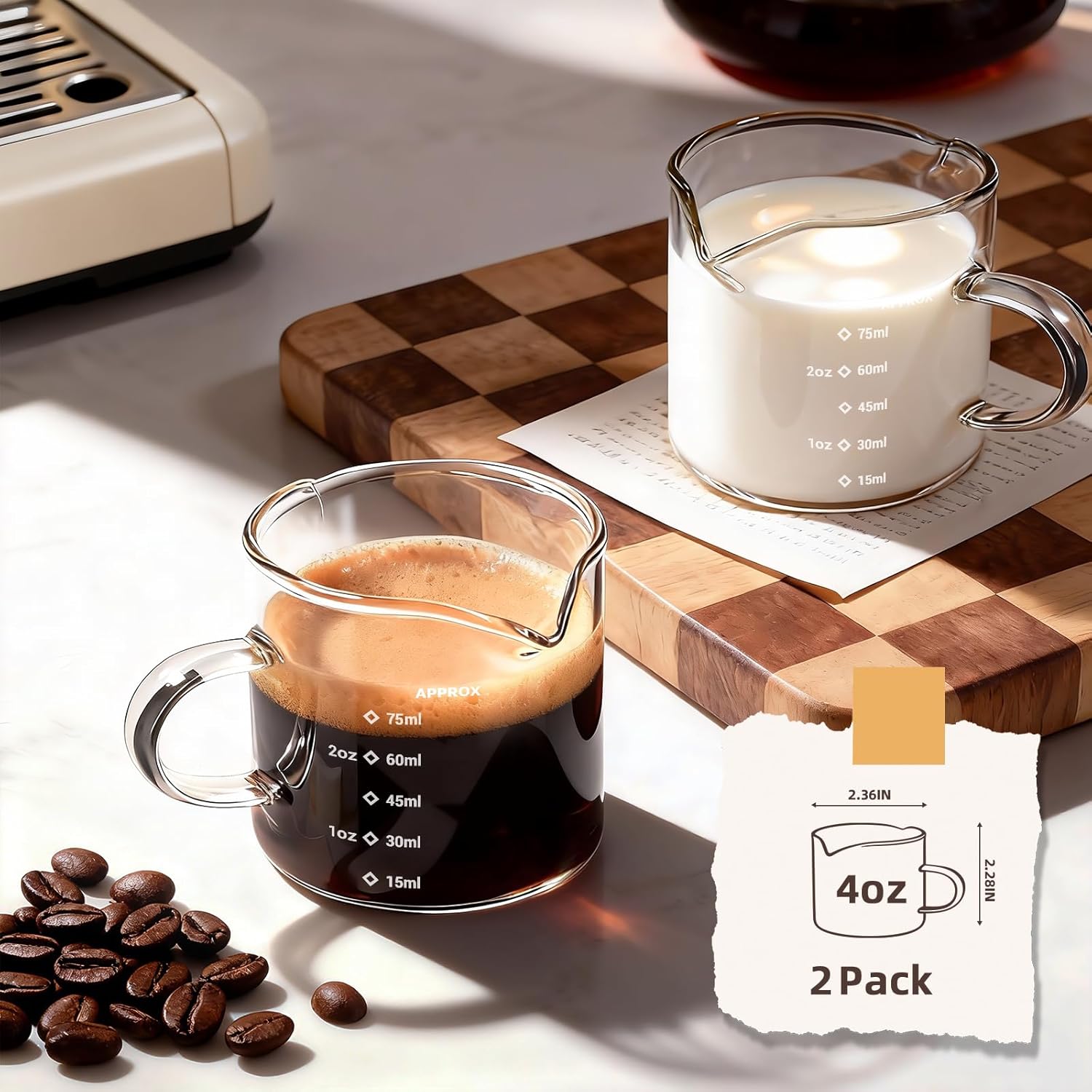 แก้วเอสเพรสโซ 1/2 ชิ้น ขนาด 4  - Espresso Shot Glass บทวิจารณ์และราคา